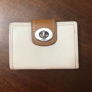 White/Brown Coach Leather Wallet